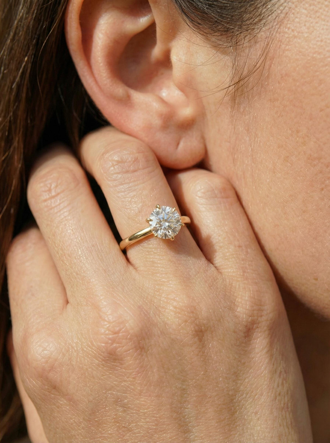6-Prong Solitaire Engagement Ring, 1.0ct - 2.0ct Round Moissanite Ring, 14K Solid Gold Anniversary Ring, April Birthstone Promise Ring