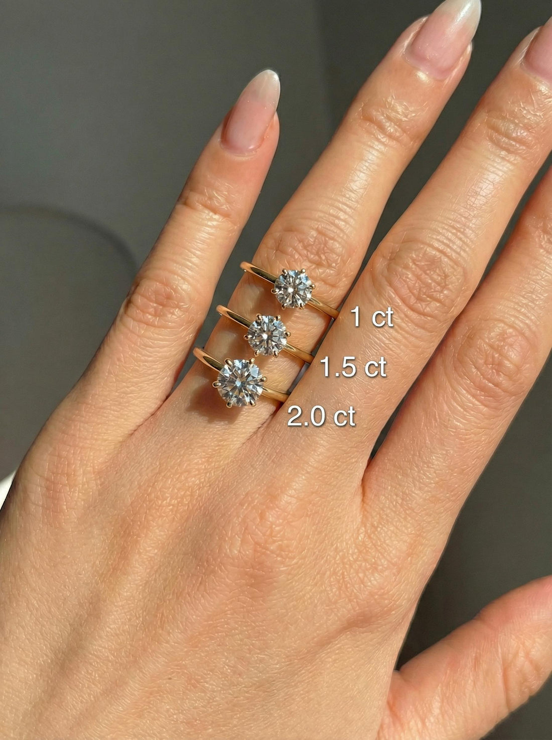 6-Prong Solitaire Engagement Ring, 1.0ct - 2.0ct Round Moissanite Ring, 14K Solid Gold Anniversary Ring, April Birthstone Promise Ring