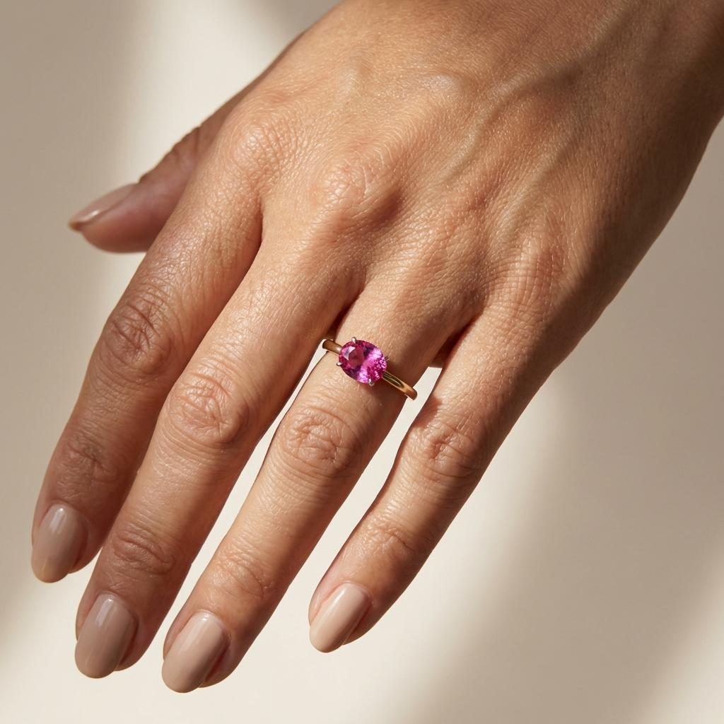 2.0 CT East West Oval Cut Pink Tourmaline Birthstone Ring, Yellow Gold Vermeil Two Tone Ring,October Engagement Ring