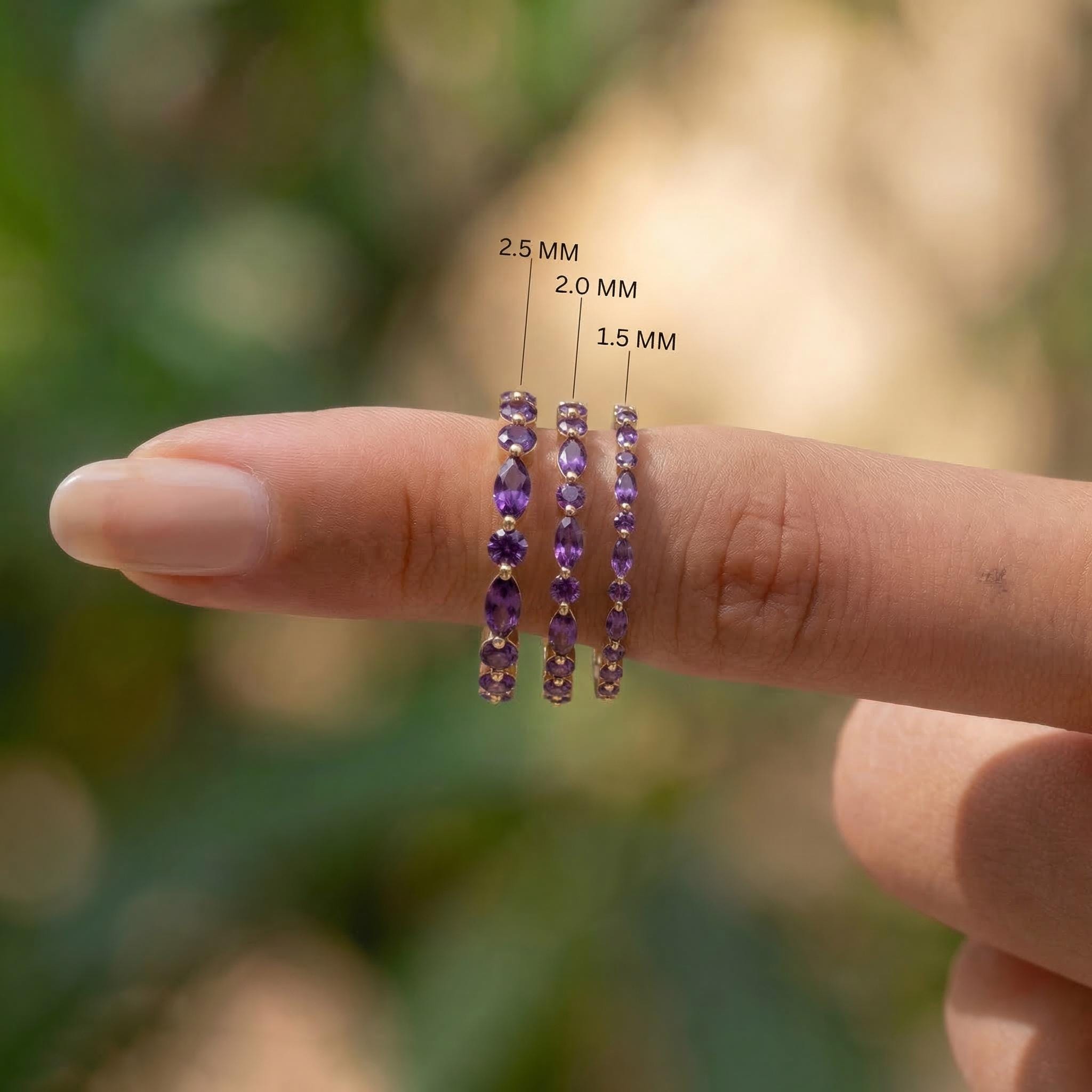 Dainty Marquise Amethyst Eternity Ring | Art Deco Gold Stackable Band | February Birthstone Ring | Purple Gemstone Anniversary Gift