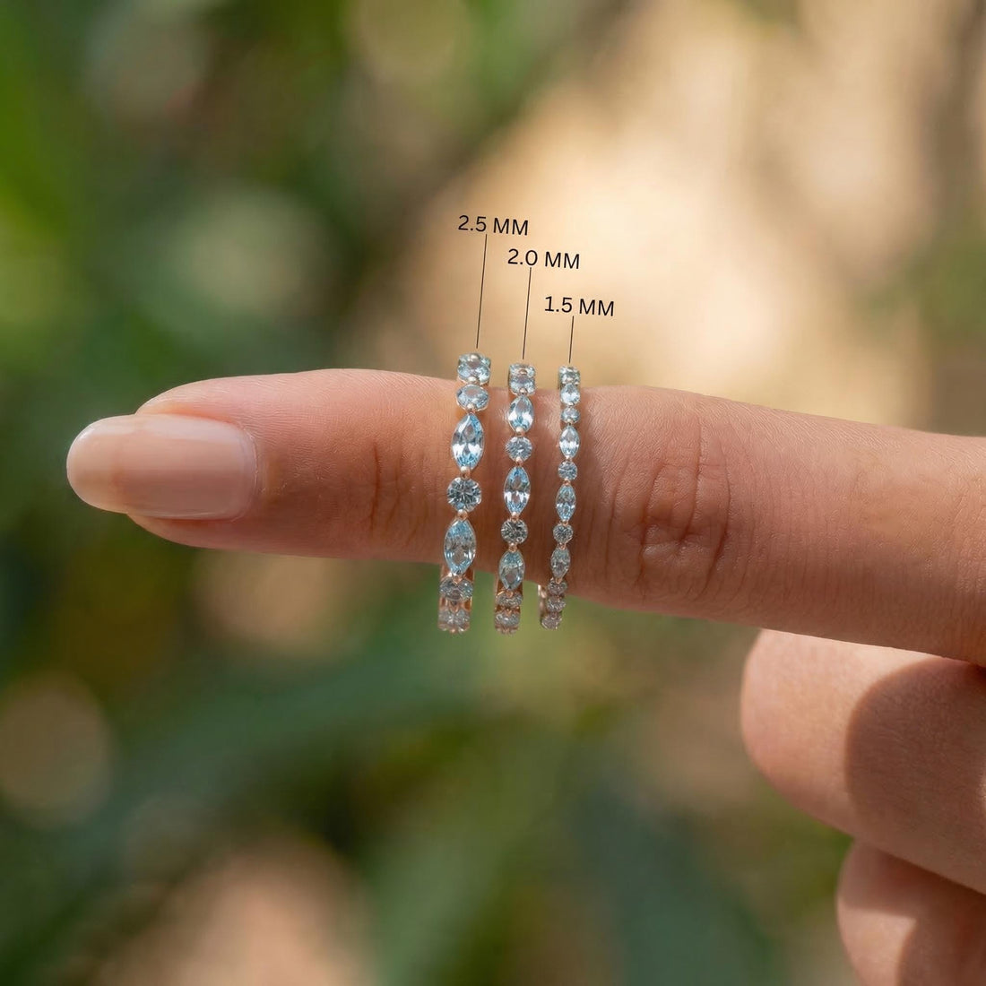 Dainty Aquamarine Eternity Ring | Marquise & Round Aquamarine  Stacking Band | Delicate Gold Wedding Ring | March Birthstone Gift for Her