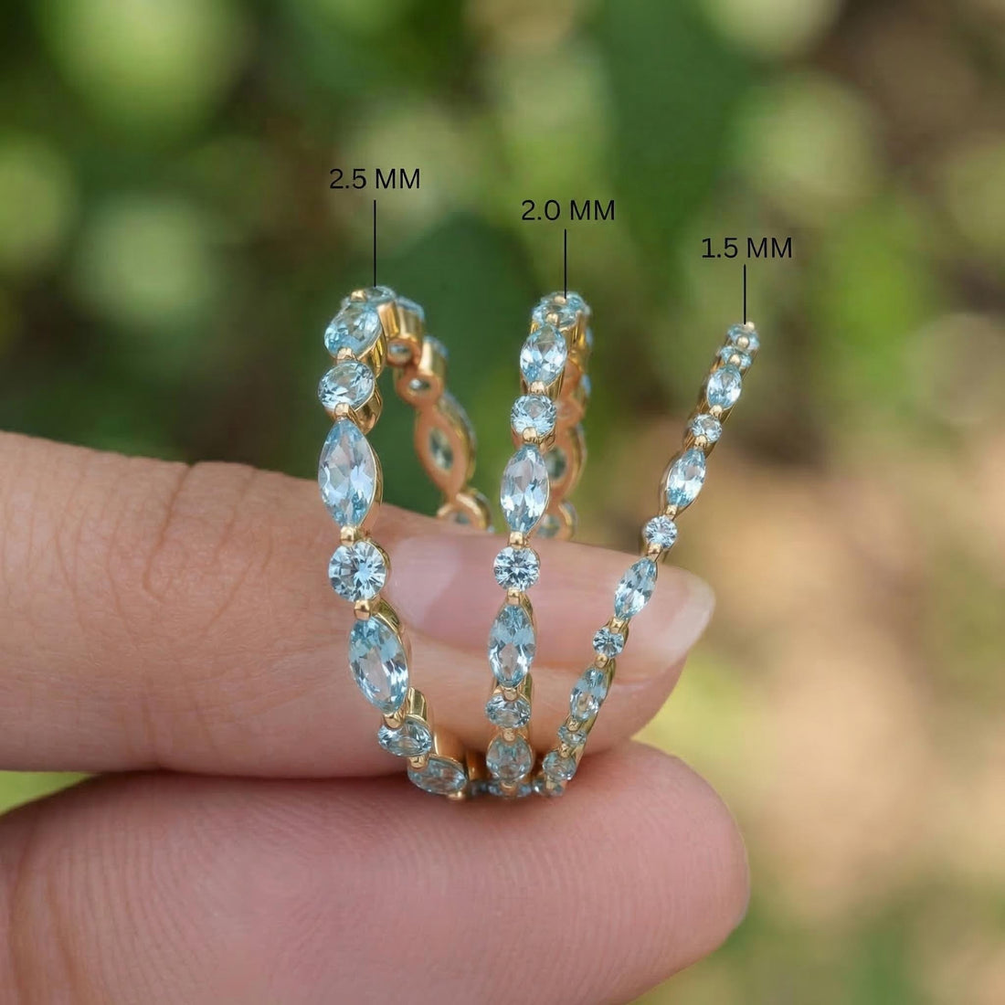 Dainty Aquamarine Eternity Ring | Marquise & Round Aquamarine  Stacking Band | Delicate Gold Wedding Ring | March Birthstone Gift for Her