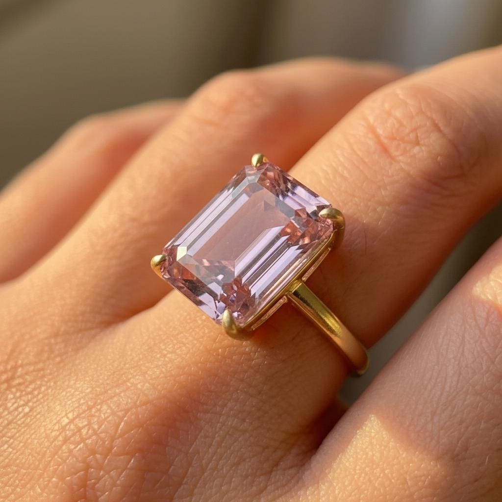 Morganite Ring, 14K Gold Statement Ring, Large Morganite Ring, Emerald Cut 12 x 16, Statement Ring