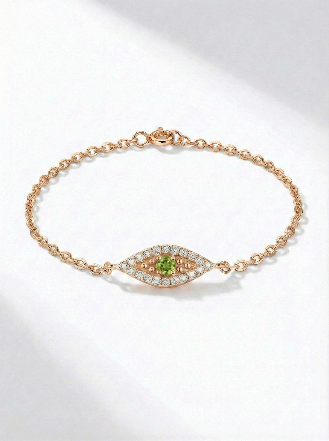 Peridot Evil Eye Bracelet, August Birthstone Protection Jewelry, Gold Talisman Bracelet, Bridesmaid Gift for Her