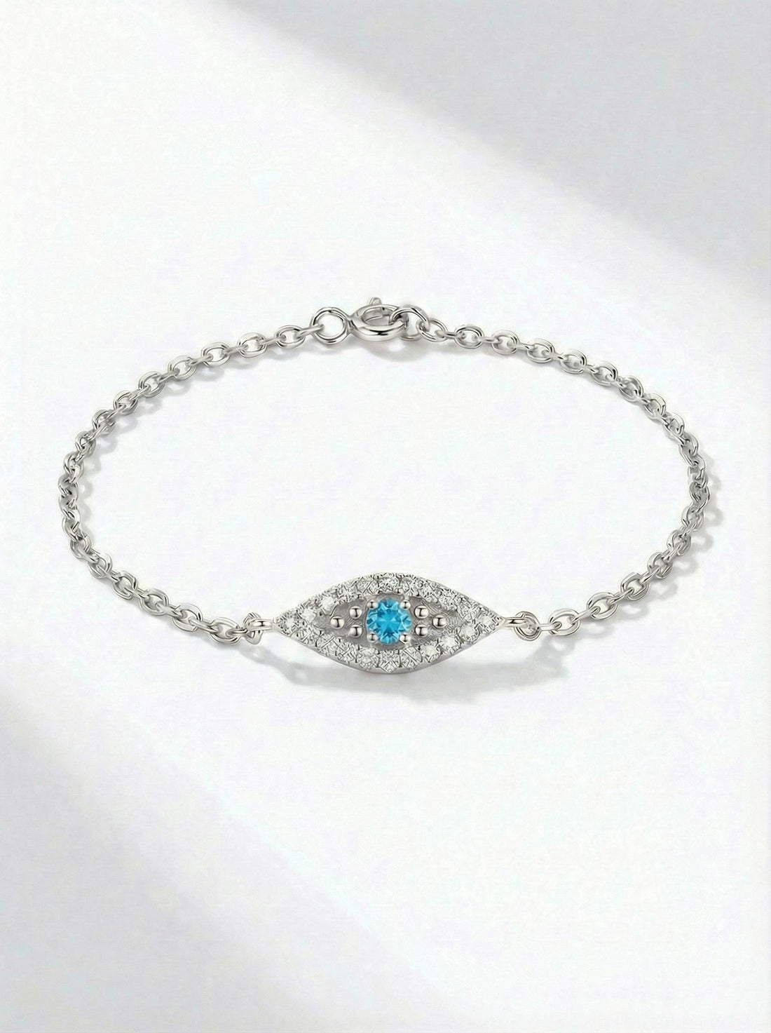 Blue Topaz Evil Eye Bracelet, December Birthstone Jewelry, 14K Gold Protection Bracelet, Self Love Gift for Her