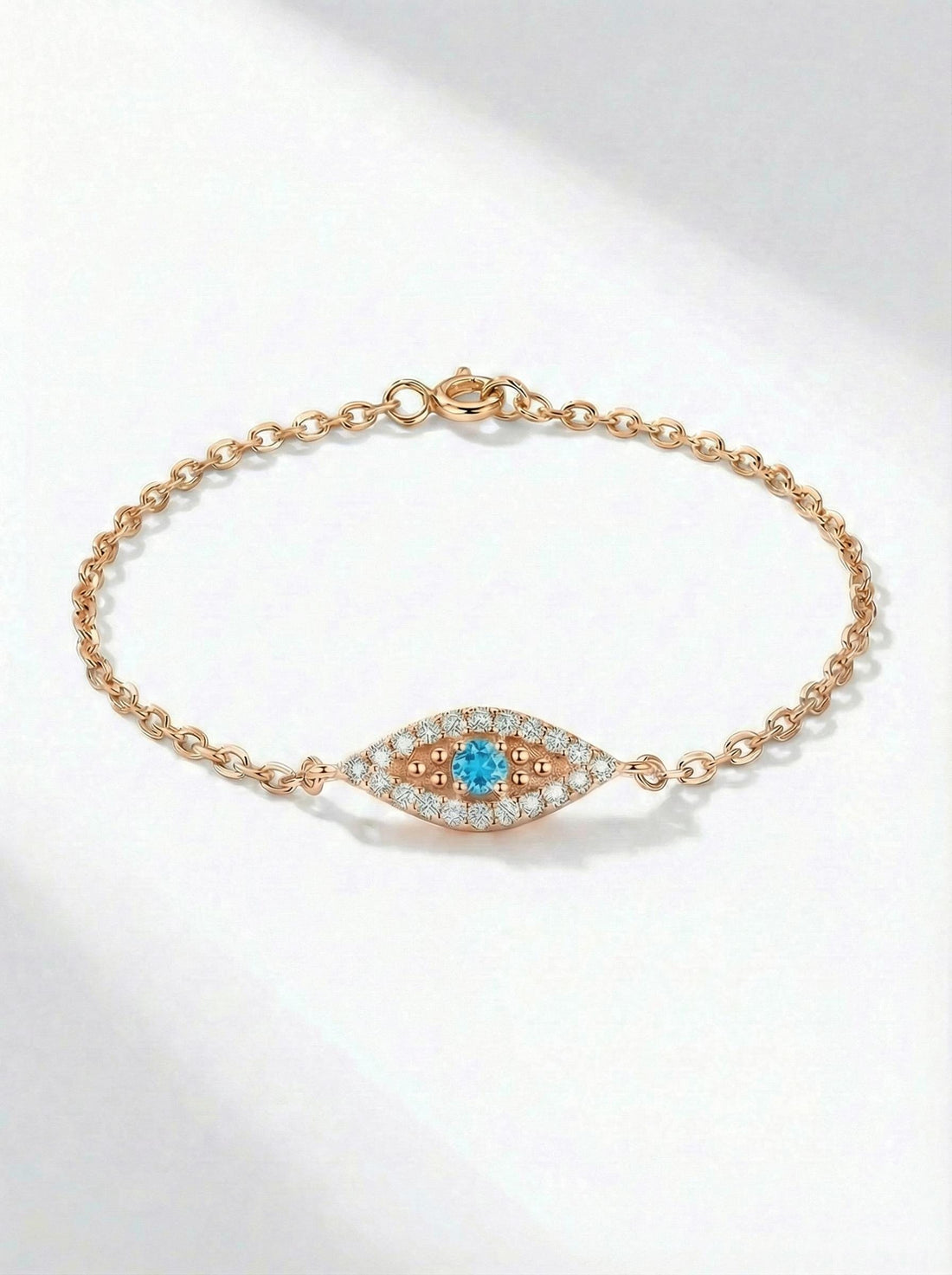 Blue Topaz Evil Eye Bracelet, December Birthstone Jewelry, 14K Gold Protection Bracelet, Self Love Gift for Her
