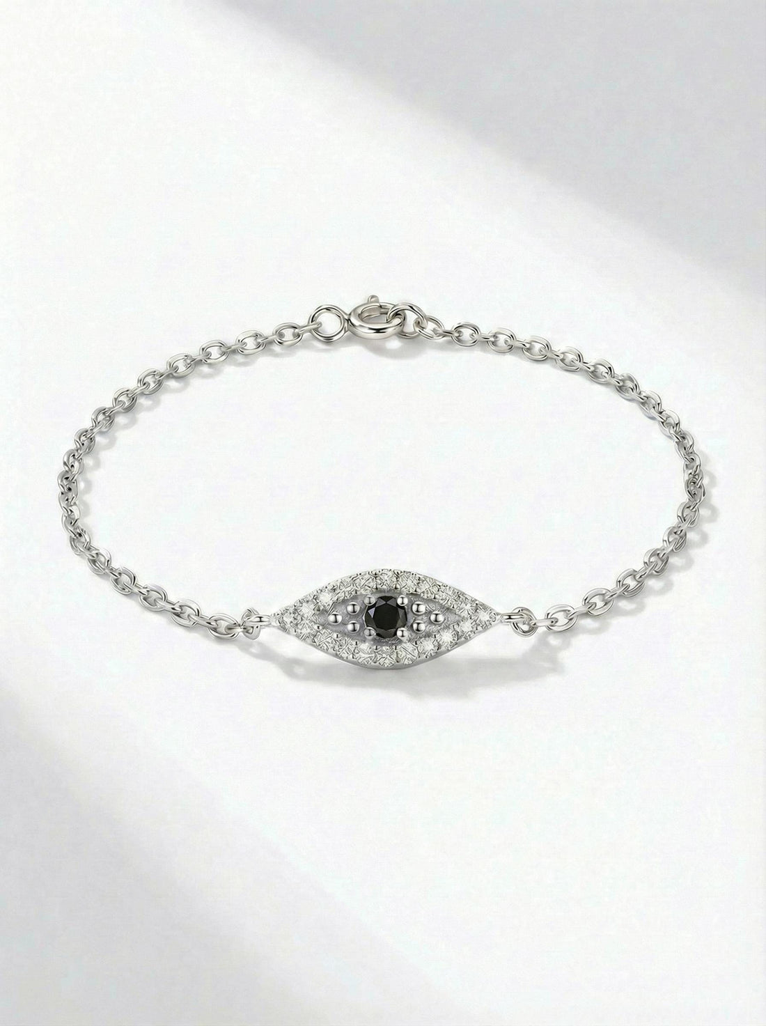 Black Diamond Evil Eye Bracelet, 14K Gold Protection Bracelet, Micro Pave Diamond Jewelry, Good Luck Gift for Her