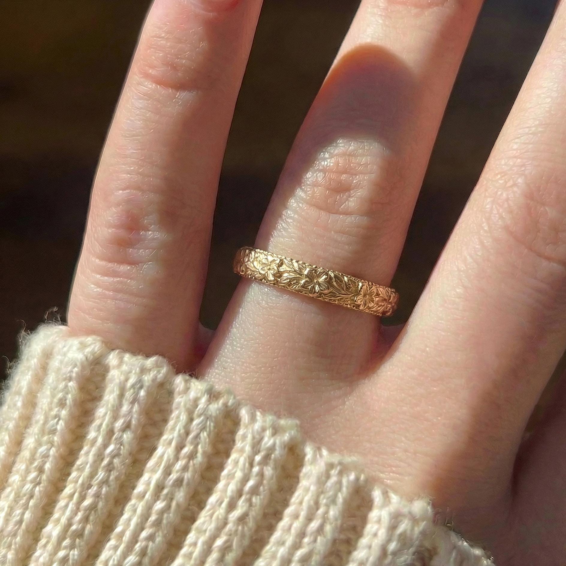 Violet Flower Ring for Her – February Birthday Gift – Unique Vintage Style Flora Ring-Bridemaid Gift