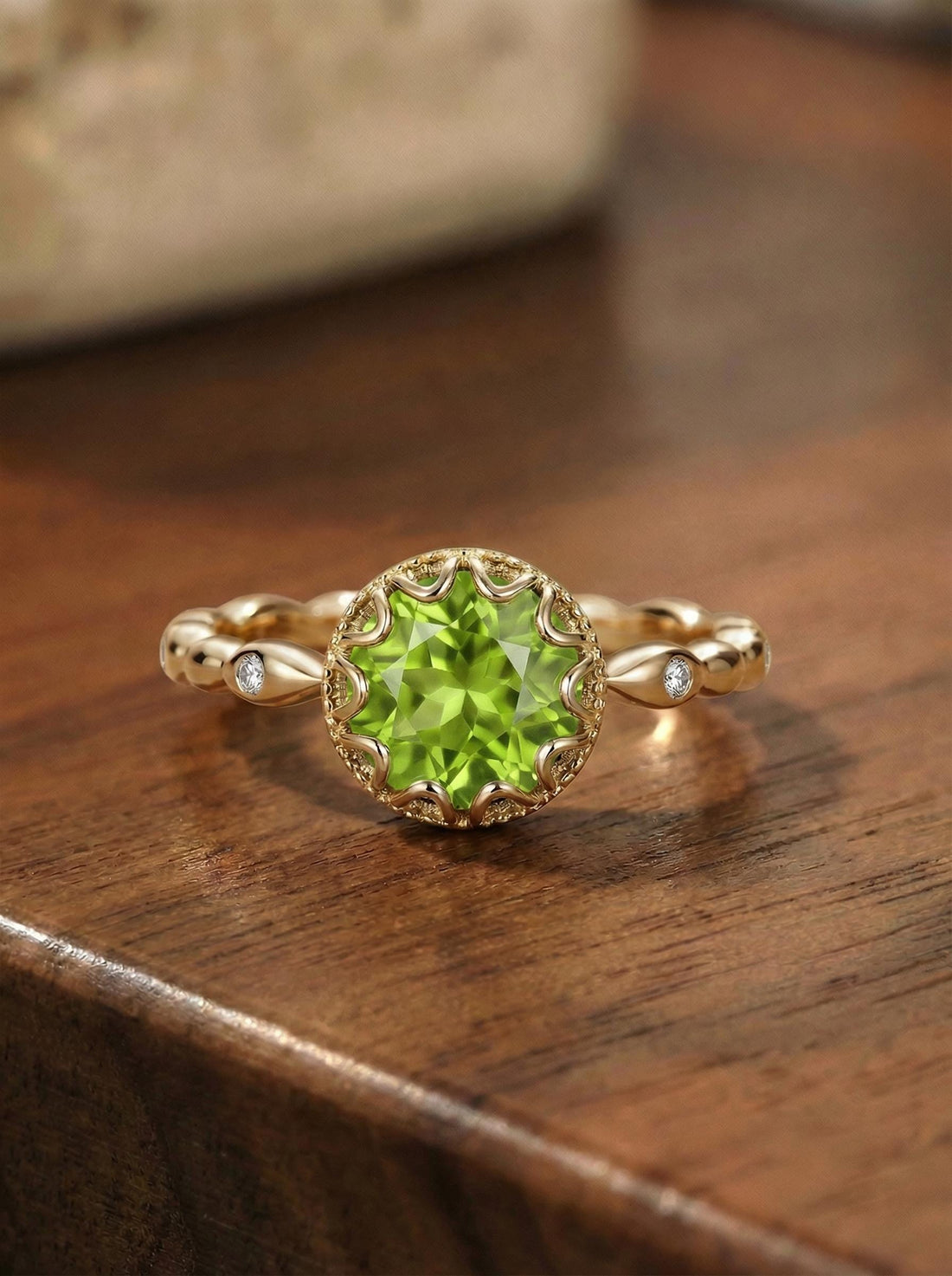2ct Peridot Ring, Vintage Round Cut Peridot Ring,  Antique Wedding Women's Ring, Art Deco Engagement Ring, August Birthstone