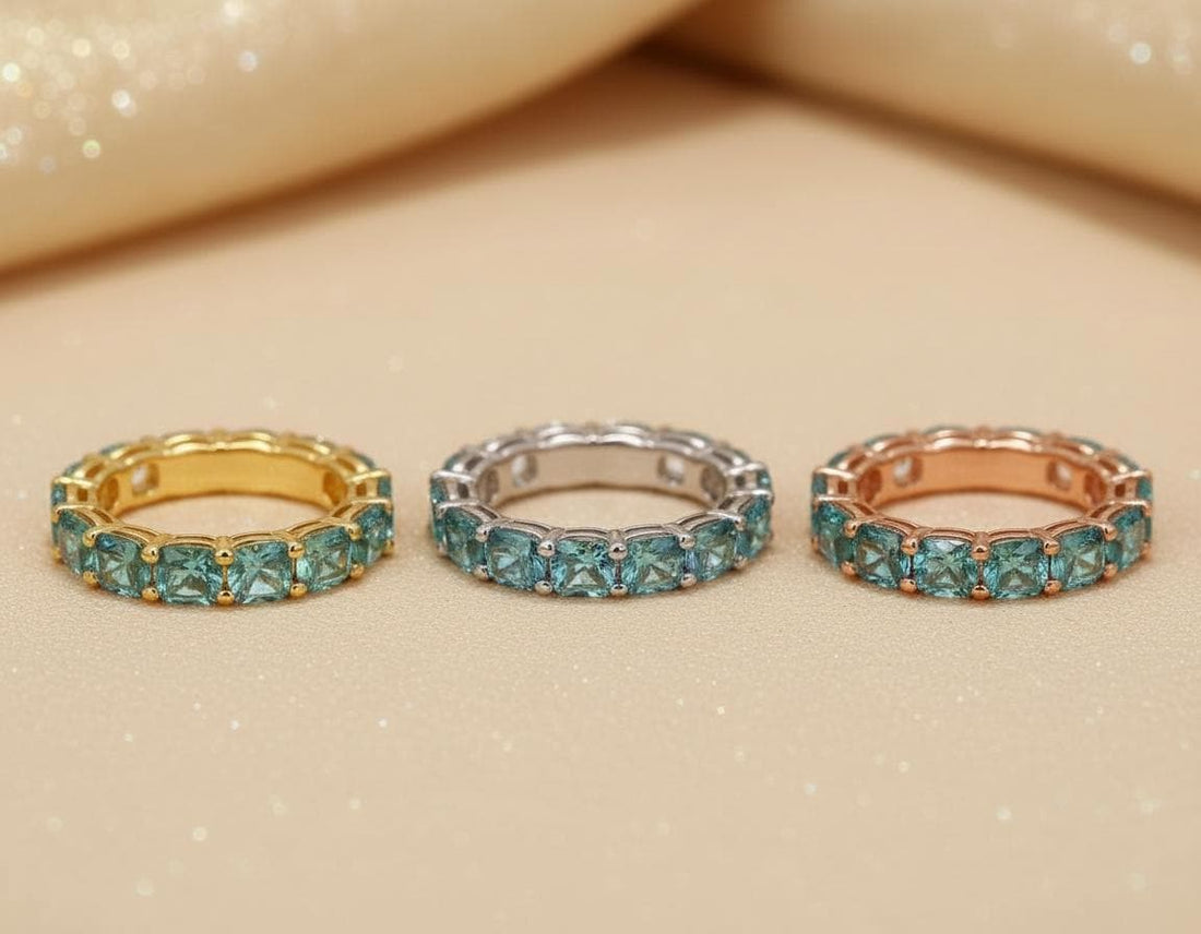 Cushion Cut Alexandrite Wedding Band, Full Eternity Stacking Ring for Women, 18K Gold Matching Ring, June Birthstone Gift