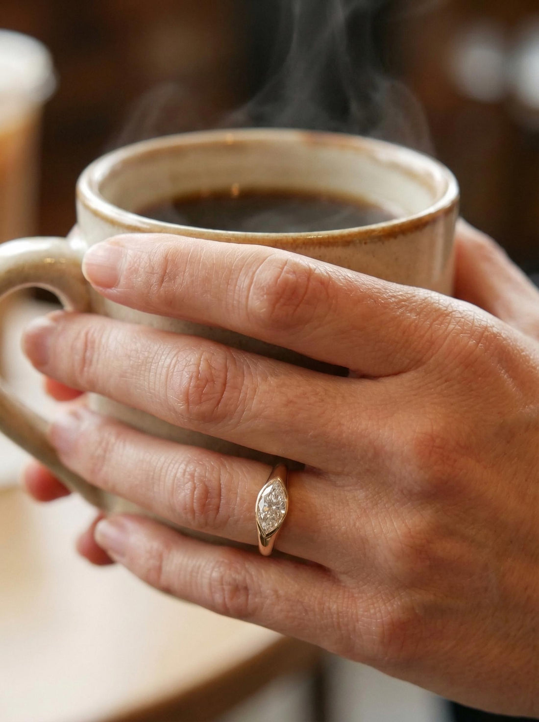 1.5ct Marquise Bezel Moissanite Ring, 14K Solid Gold Signet Engagement Ring, Minimalist Pinky Promise Gift, Unique Solitaire Gold Ring