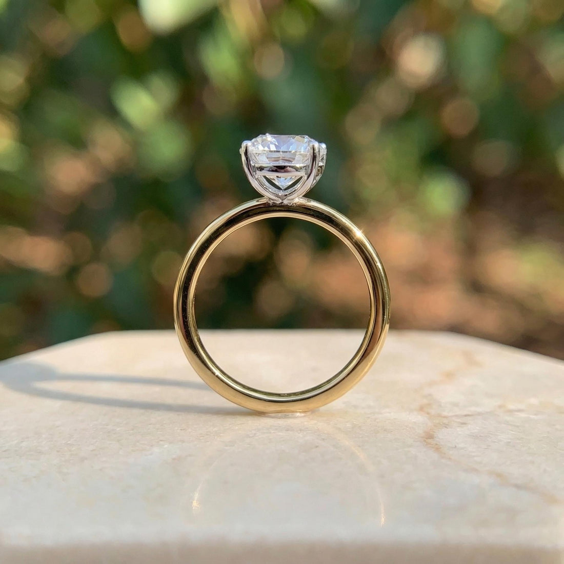 1.25ct - 5.81ct Oval Cut Simulated Diamond Ring, Two-Tone Yellow Gold Vermeil Solitaire, Dainty Travel Engagement Ring, Silver Promise Ring