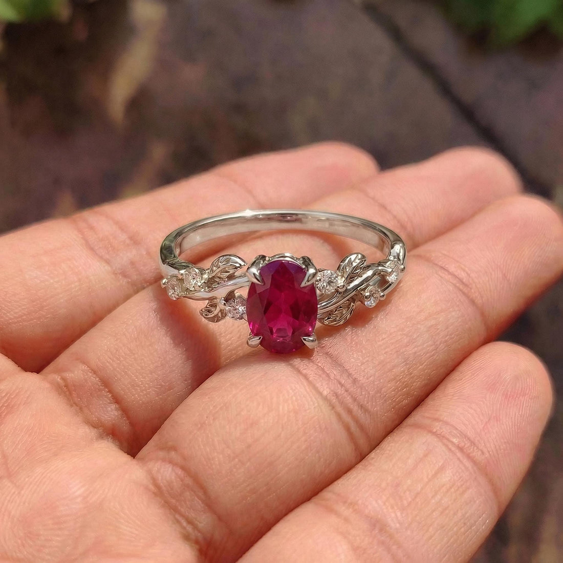 Ruby Ring for Women – Meaningful Gift – 14K Gold Nature Inspired Jewelry