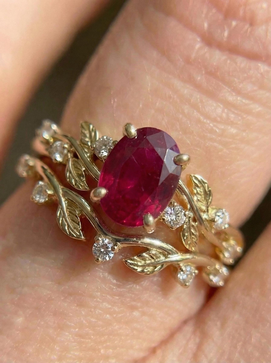 Ruby Ring for Women – Meaningful Gift – 14K Gold Nature Inspired Jewelry