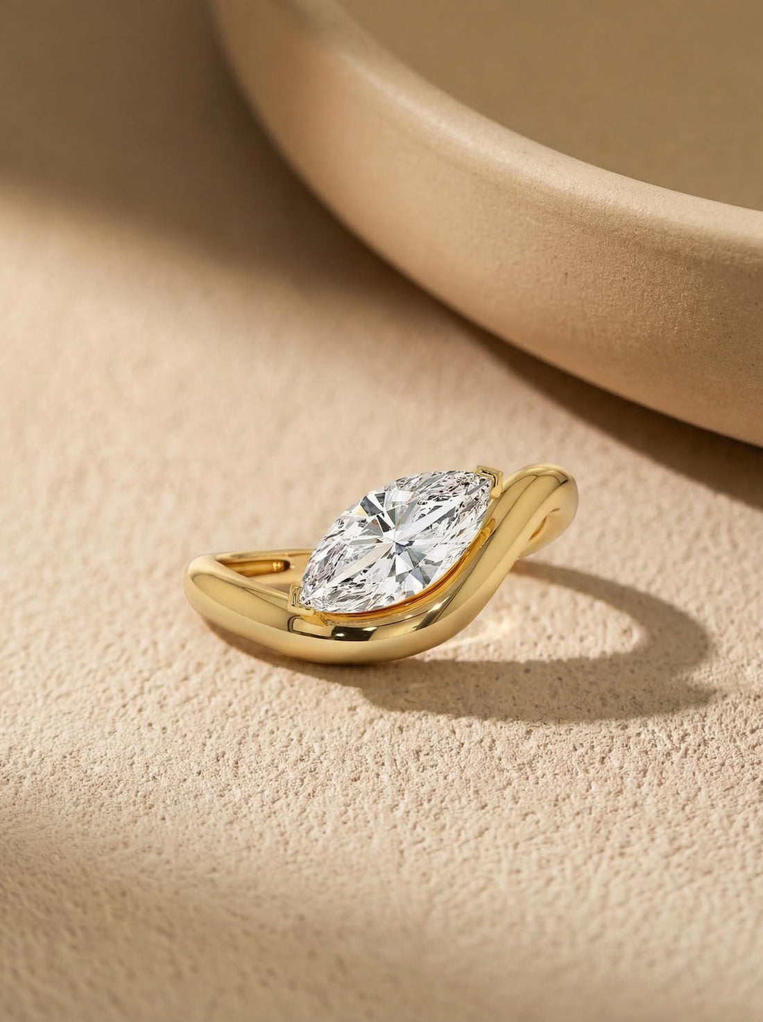 1ct Lab Grown Diamond Engagement Ring for Her – Proposal Gift – 14K Gold Marquise Cut Solitaire Jewelry
