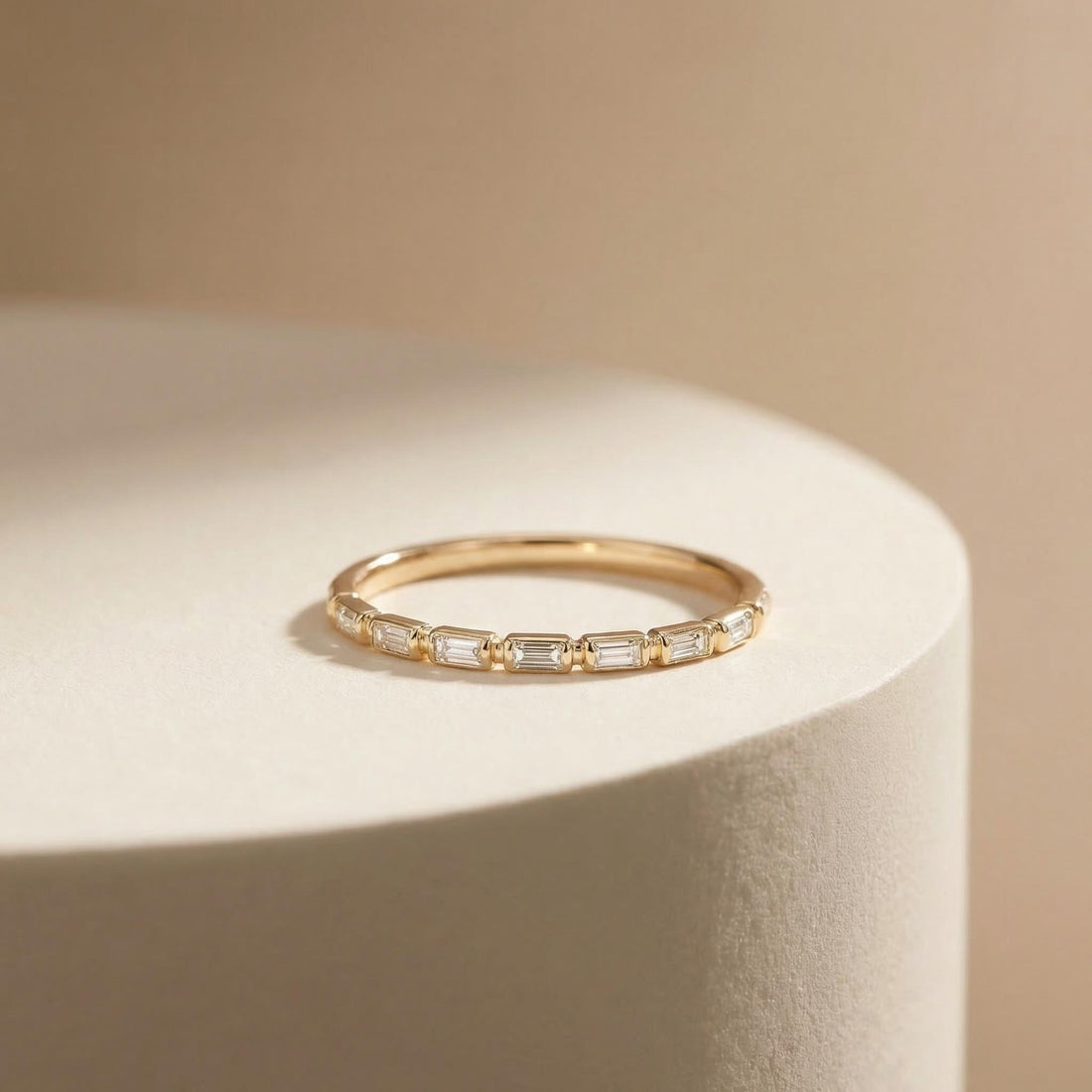 Moissanite Wedding Band for Her – Low Profile Baguette Moissanite Bridal Ring