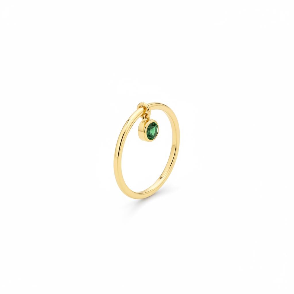 Green Sapphire Charm Ring Dainty Green Gemstone Ring Minimalist Bezel Green Sapphire Ring Unique Stackable Ring Delicate Gold Ring Gift