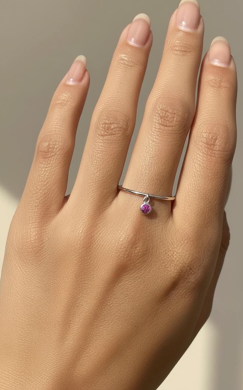 Padparadscha Sapphire Charm Ring Dainty Pink Sapphire Ring Minimalist Bezel Padparadscha Ring Unique Stackable Gold Ring Gift