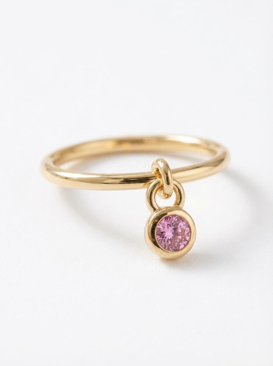 Pink Tourmaline Charm Ring Dainty Pink Gemstone Ring Minimalist Bezel Pink Tourmaline Ring October Birthstone Delicate Gold Stackable Ring