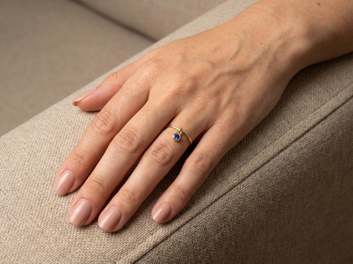 Blue Zircon Charm Ring Dainty Blue Gemstone Ring Minimalist Bezel Blue Zircon Ring December Birthstone Gift For Mom