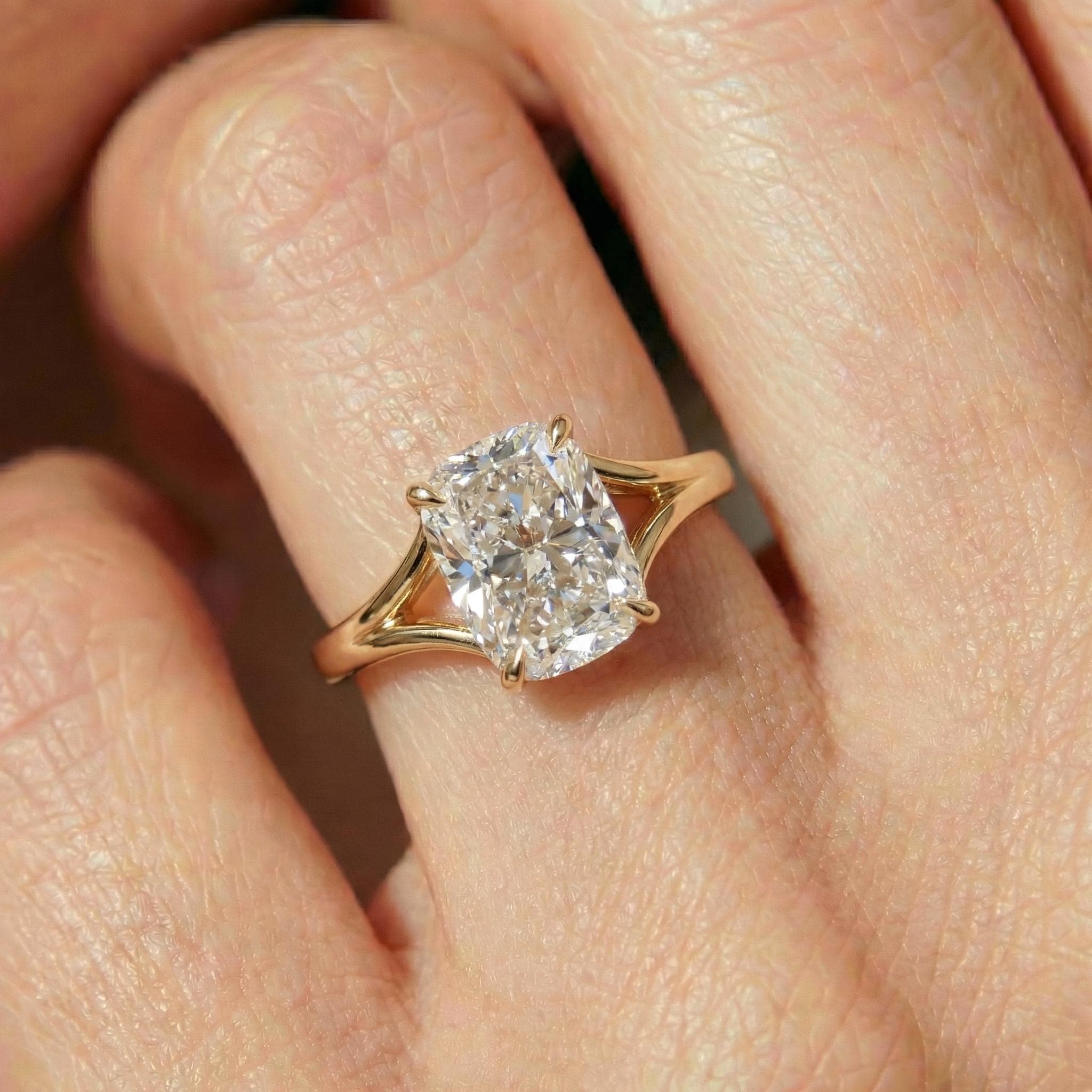 Unique Elongated Cushion Cut Moissanite Engagement Ring, Vintage Cushion Cut Solitaire Ring, Cushion Cut Promise Ring Gift for Her