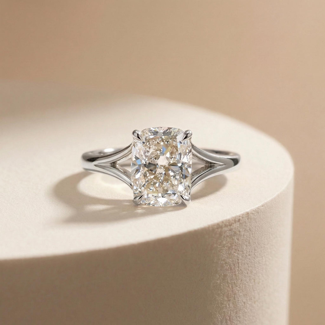 Unique Elongated Cushion Cut Moissanite Engagement Ring, Vintage Cushion Cut Solitaire Ring, Cushion Cut Promise Ring Gift for Her