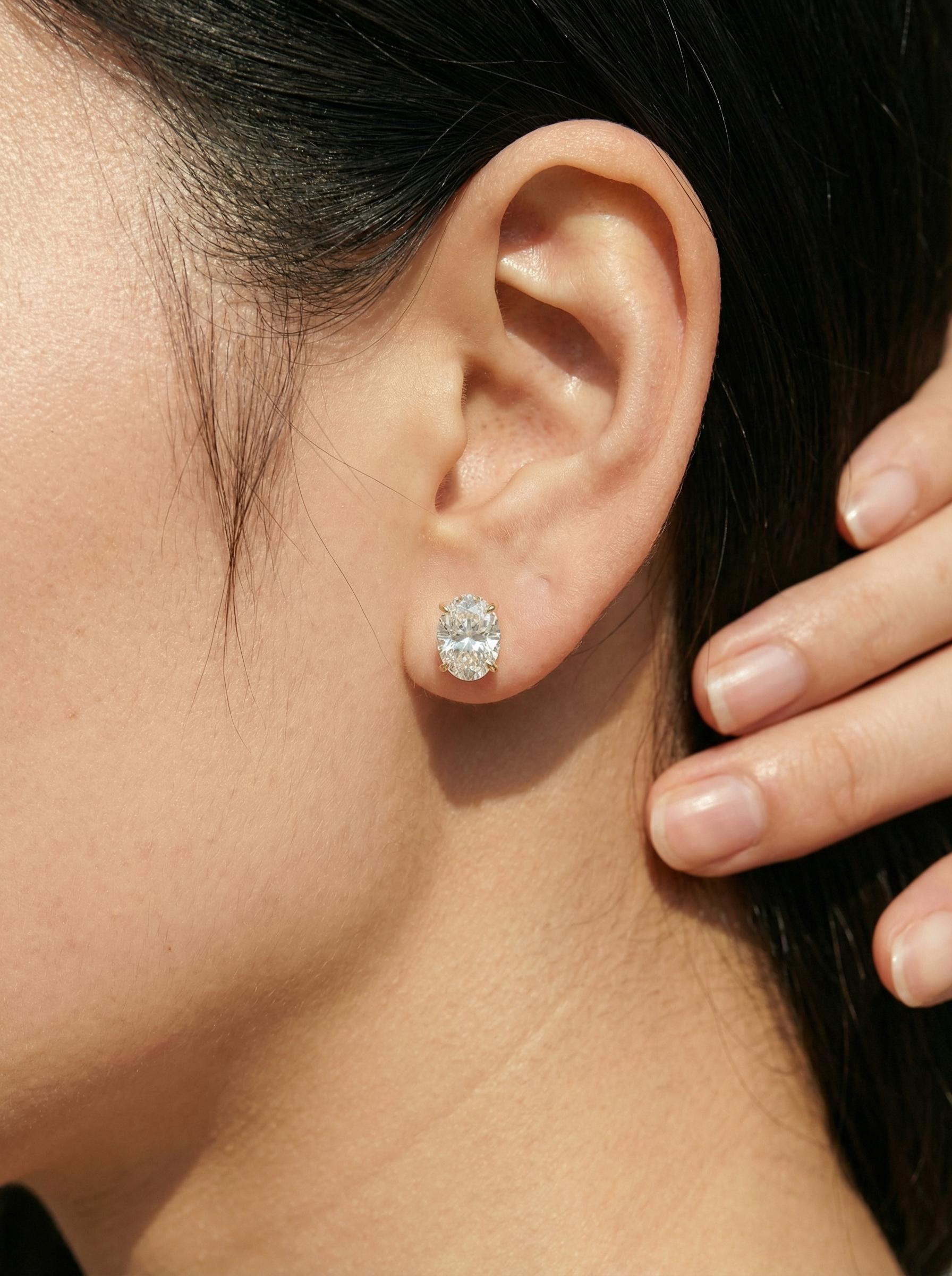 Sparkling Oval Moissanite Stud Earrings - Dainty Brilliant Cut Diamond Alternative | Everyday Elegance, Bridal Jewelry Gift for Her