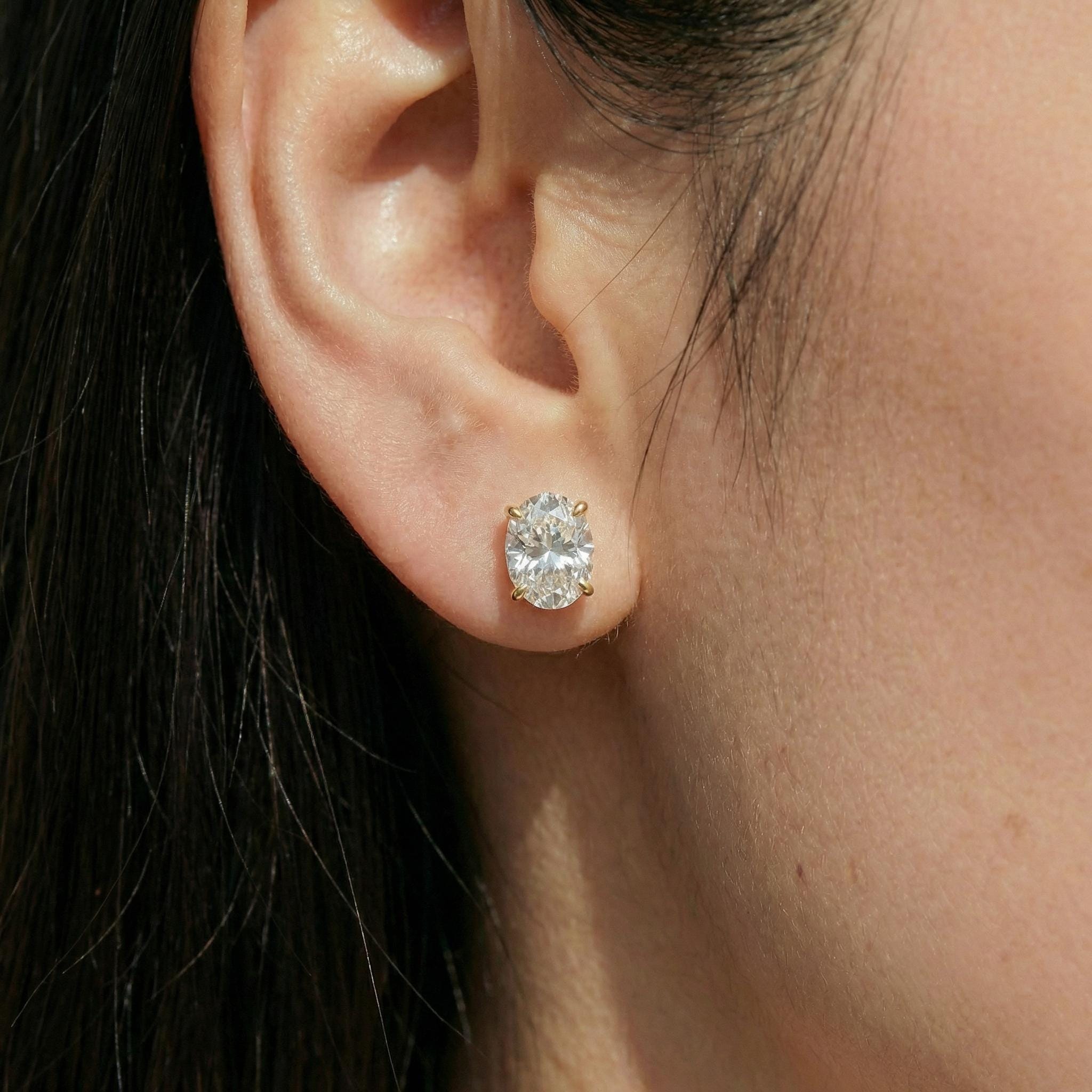 Sparkling Oval Moissanite Stud Earrings - Dainty Brilliant Cut Diamond Alternative | Everyday Elegance, Bridal Jewelry Gift for Her