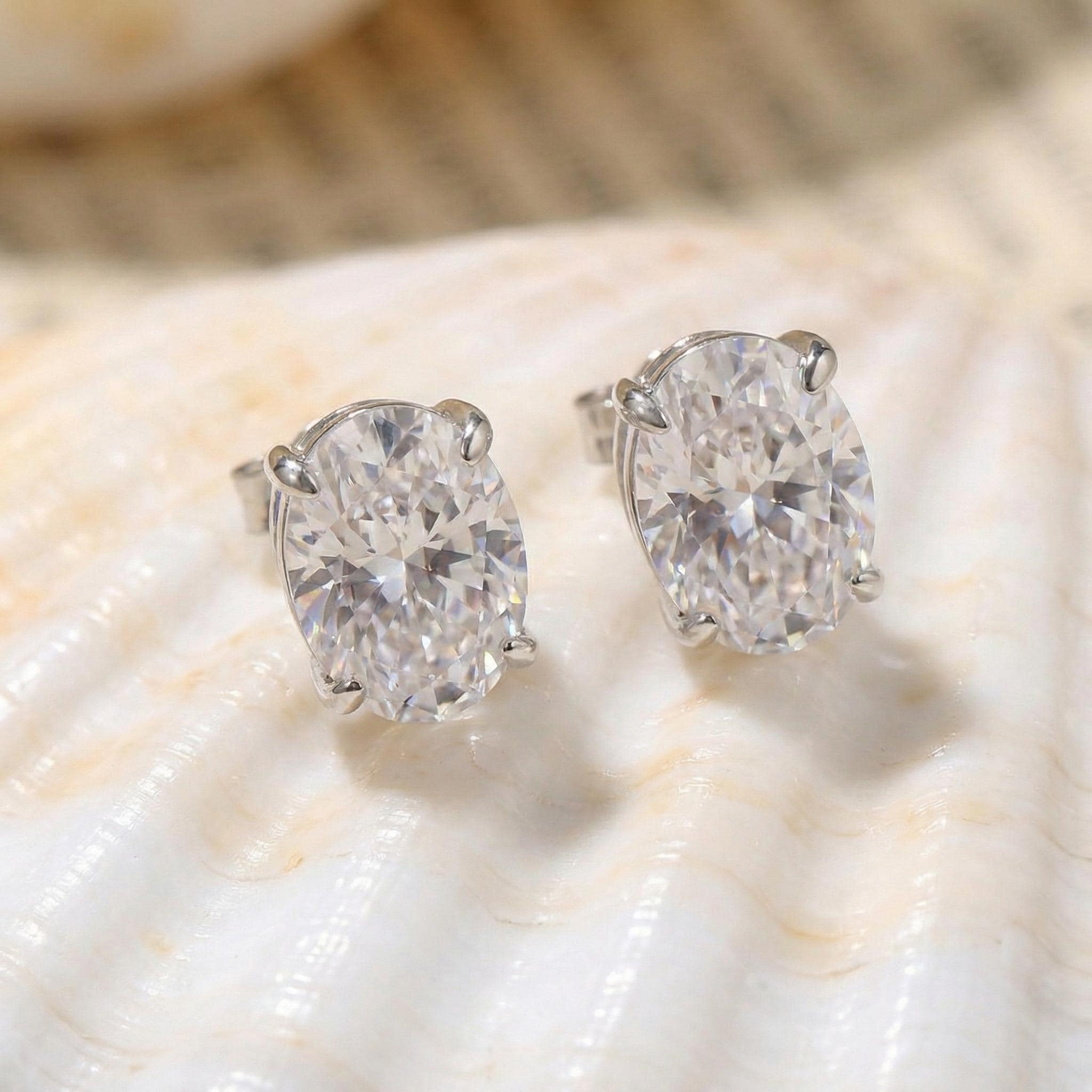 Sparkling Oval Moissanite Stud Earrings - Dainty Brilliant Cut Diamond Alternative | Everyday Elegance, Bridal Jewelry Gift for Her