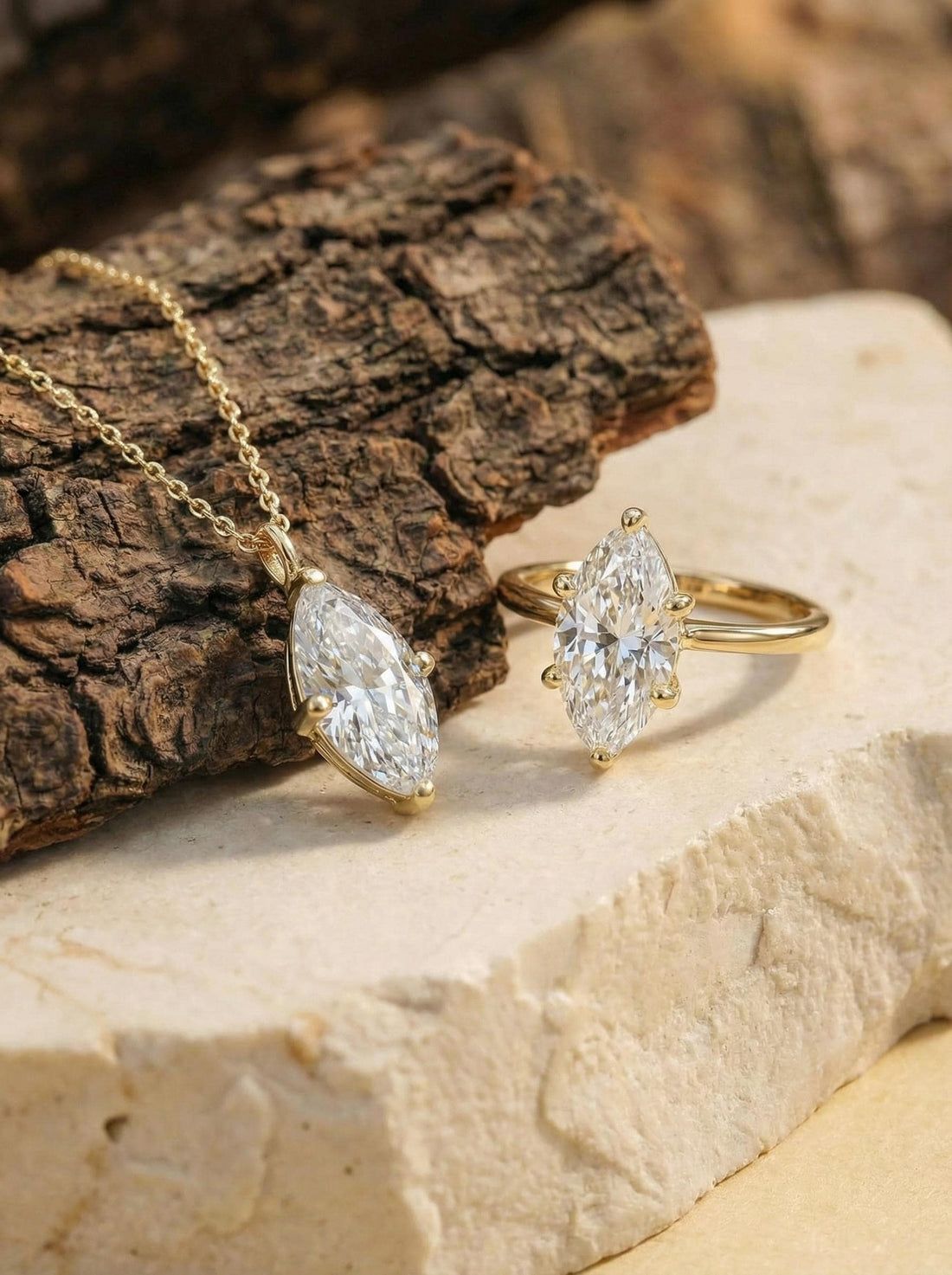 Delicate Marquise Diamond Solitaire Necklace 14k Gold Minimalist Pendant | Elegant Dainty Wedding Anniversary Gift for Her