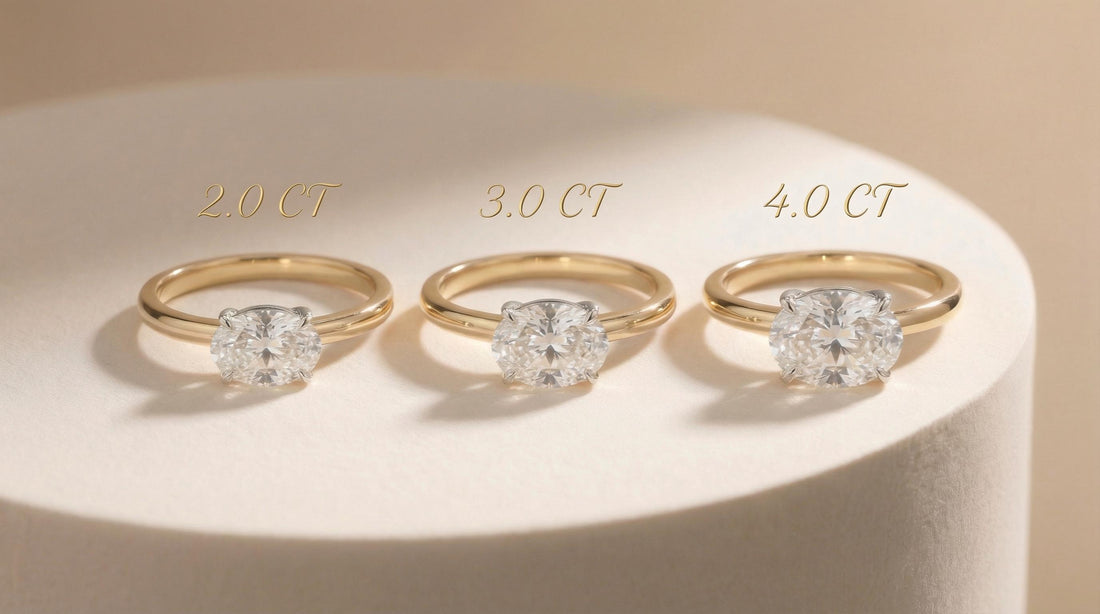 2.0 CT East West Oval Cut Moissanite Engagement Ring, Two Tone Ring, Mixed Metal Ring, Oval Solitaire Proposal Ring