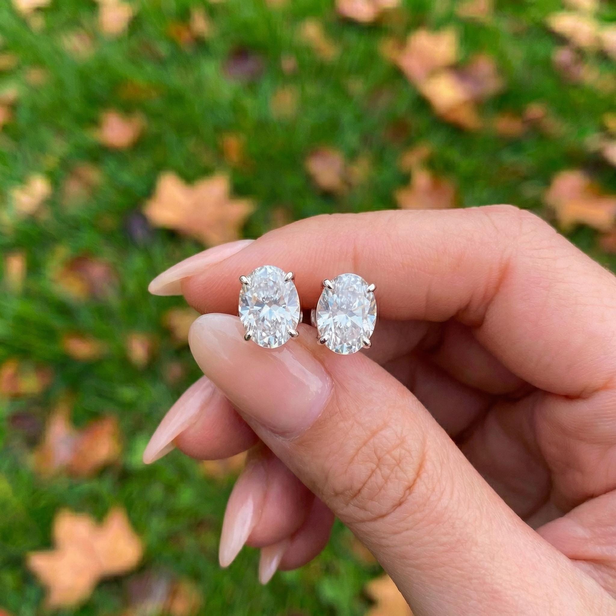 Sparkling Oval Moissanite Stud Earrings - Dainty Brilliant Cut Diamond Alternative | Everyday Elegance, Bridal Jewelry Gift for Her