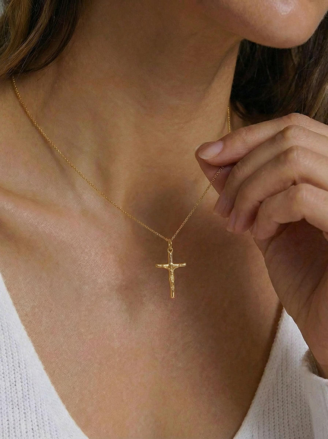 Crucifix Cross Necklace, Crucifix Pendant Necklace, Minimalist Cross Jewelry for Women, Religious Necklace, Christmas Jewelry Gift
