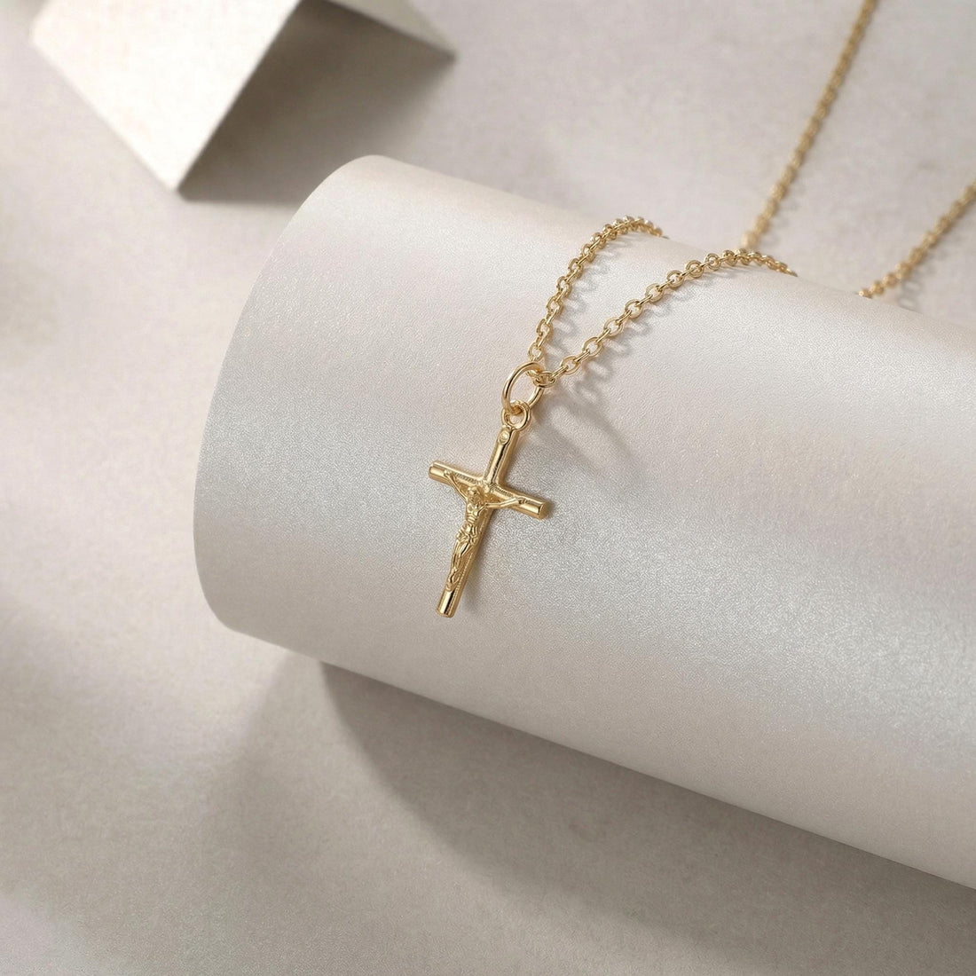 Crucifix Cross Necklace, Crucifix Pendant Necklace, Minimalist Cross Jewelry for Women, Religious Necklace, Christmas Jewelry Gift