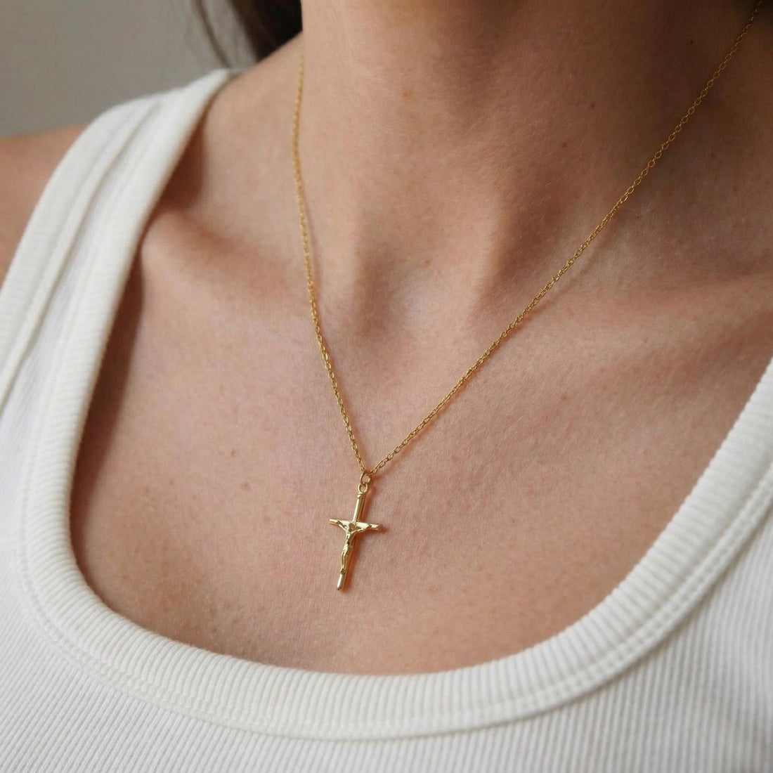 Crucifix Cross Necklace, Crucifix Pendant Necklace, Minimalist Cross Jewelry for Women, Religious Necklace, Christmas Jewelry Gift