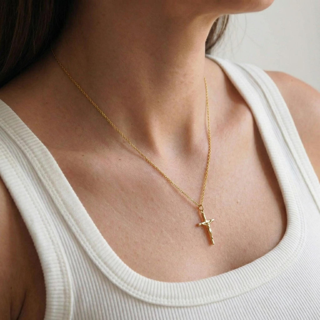 Crucifix Cross Necklace, Crucifix Pendant Necklace, Minimalist Cross Jewelry for Women, Religious Necklace, Christmas Jewelry Gift
