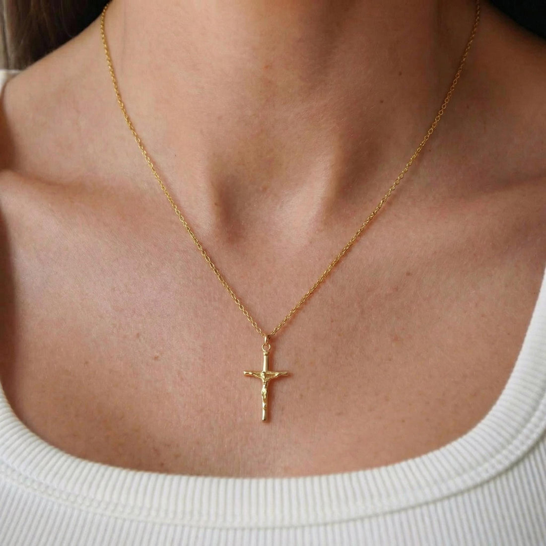Crucifix Cross Necklace, Crucifix Pendant Necklace, Minimalist Cross Jewelry for Women, Religious Necklace, Christmas Jewelry Gift