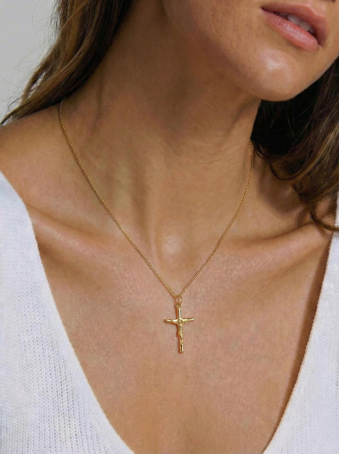 Crucifix Cross Necklace, Crucifix Pendant Necklace, Minimalist Cross Jewelry for Women, Religious Necklace, Christmas Jewelry Gift
