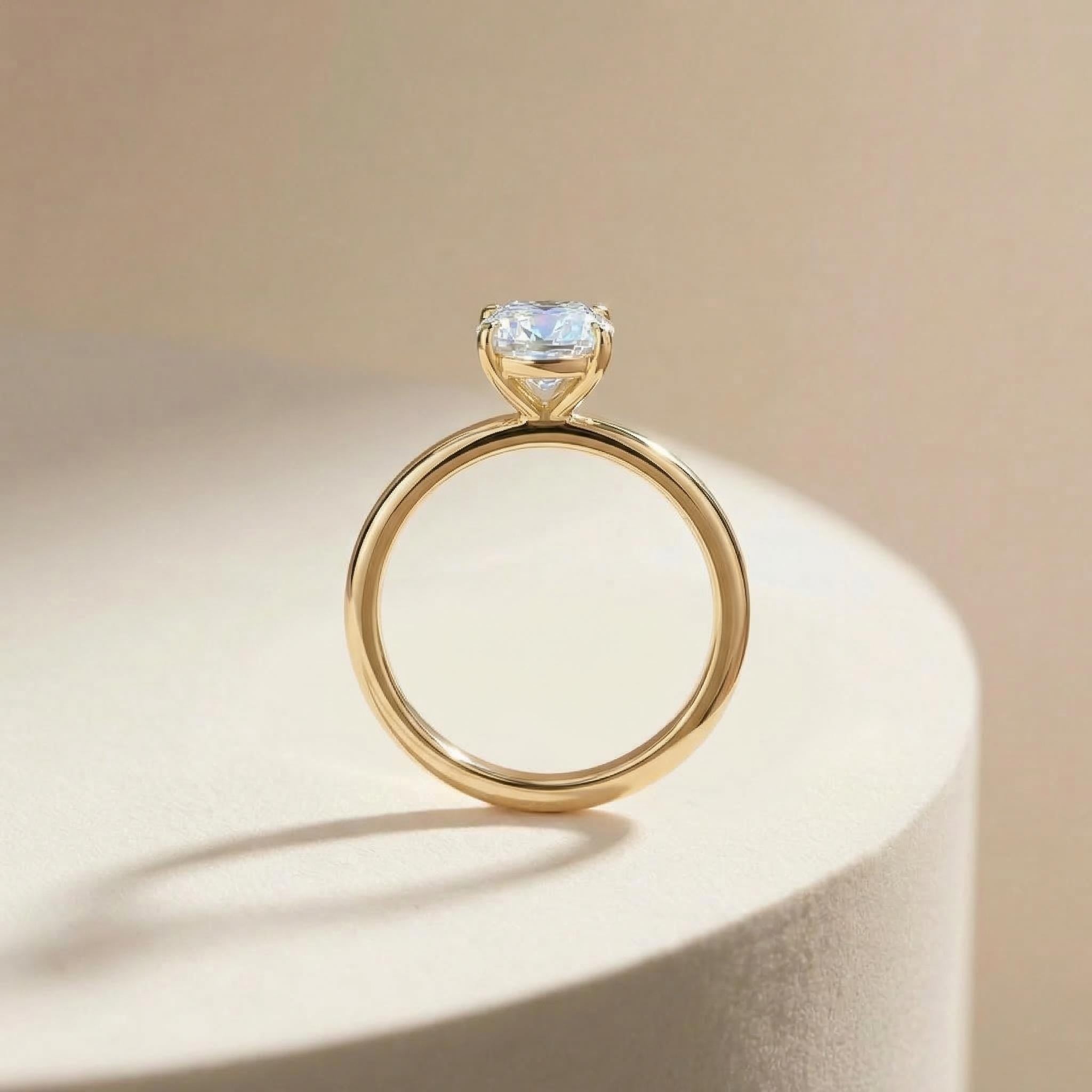 2.50ct Elongated Cushion Cut Moissanite Ring – 14K Gold Cushion Cut Solitaire Ring, Sterling Silver with Gold Vermeil Ring