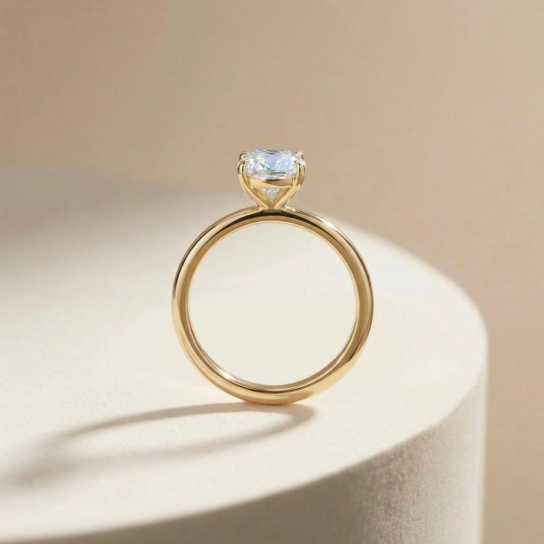2.50ct Elongated Cushion Cut Moissanite Ring – 14K Gold Cushion Cut Solitaire Ring, Sterling Silver with Gold Vermeil Ring