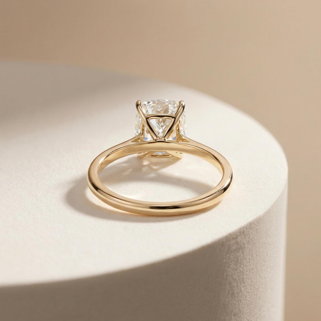 2.50ct Elongated Cushion Cut Moissanite Ring – 14K Gold Cushion Cut Solitaire Ring, Sterling Silver with Gold Vermeil Ring