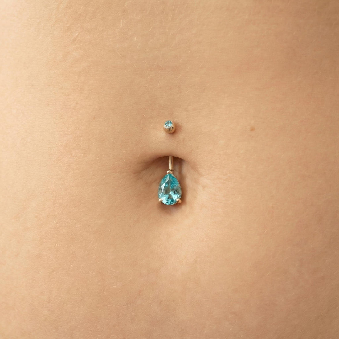 Dainty Aquamarine Teardrop Belly Button Ring | Sterling Silver Navel Piercing Jewelry | Elegant Blue Gemstone Dangle Body Jewelry Gift