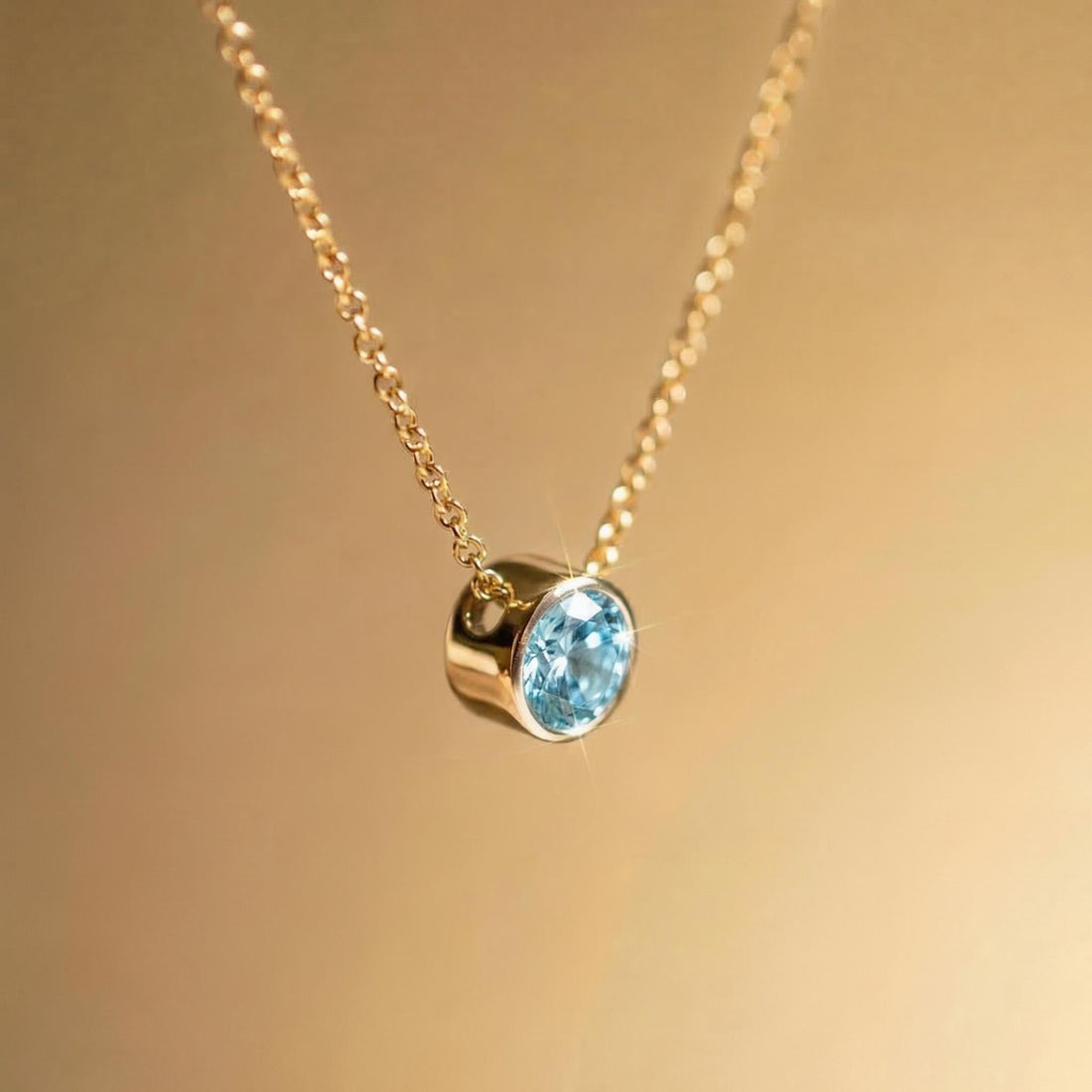 Dainty Gold Aquamarine Necklace | Bezel Set Aquamarine Pendant | Delicate Everyday Jewelry | March Birthstone Gift