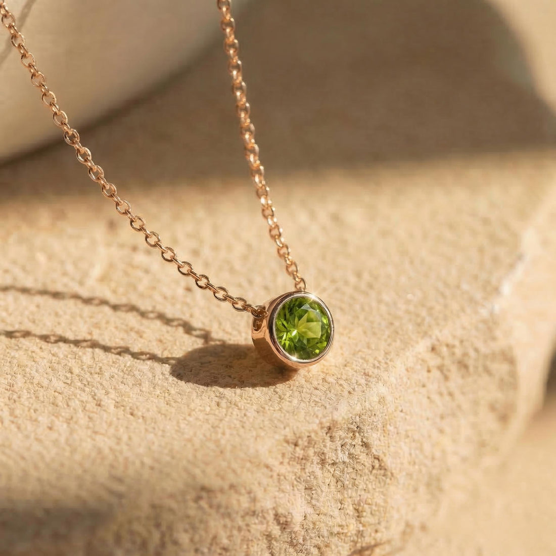 Dainty Peridot Necklace Gold Bezel Setting | August Birthstone Jewelry | Minimalist Everyday Green Gemstone Pendant | Gift for Her