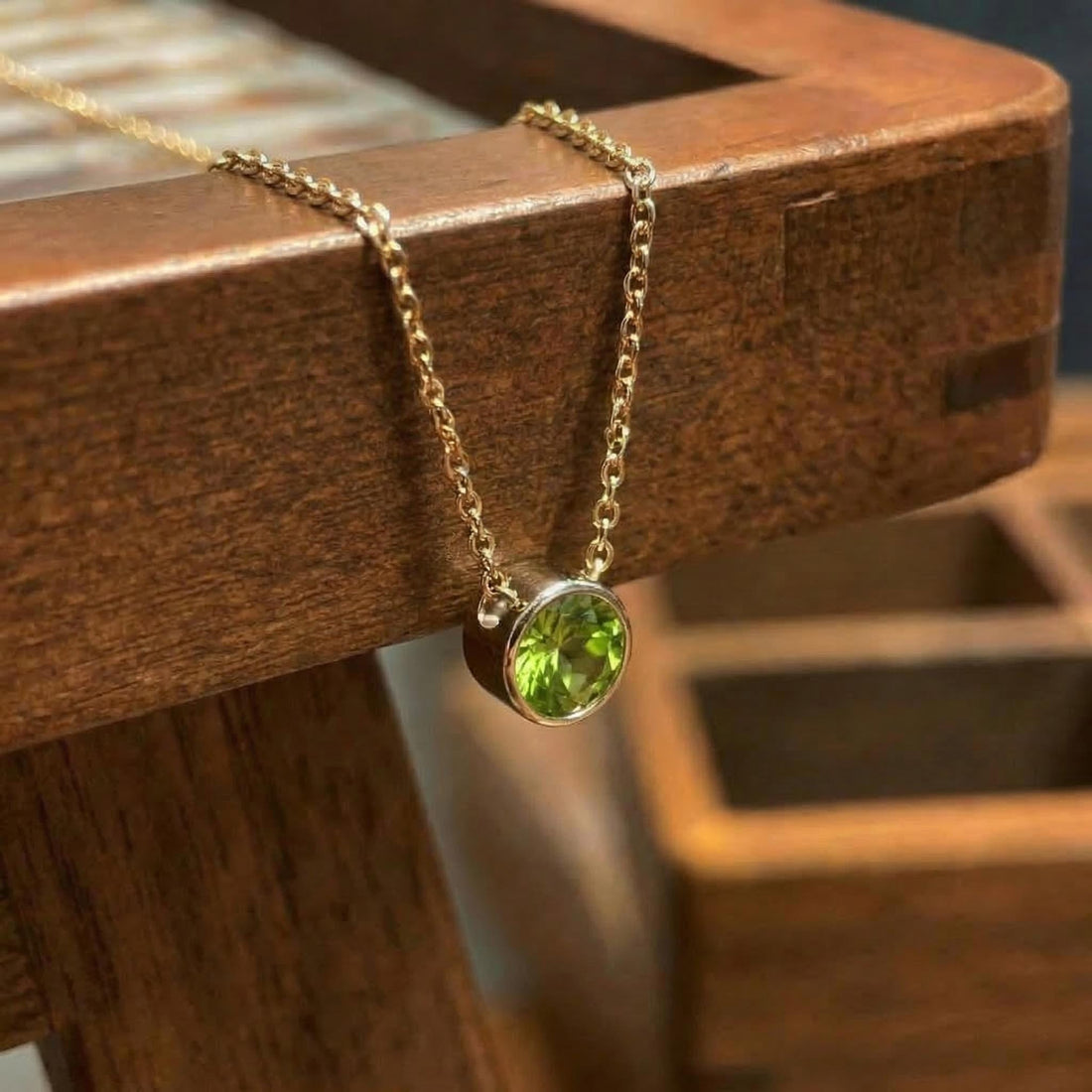 Dainty Peridot Necklace Gold Bezel Setting | August Birthstone Jewelry | Minimalist Everyday Green Gemstone Pendant | Gift for Her