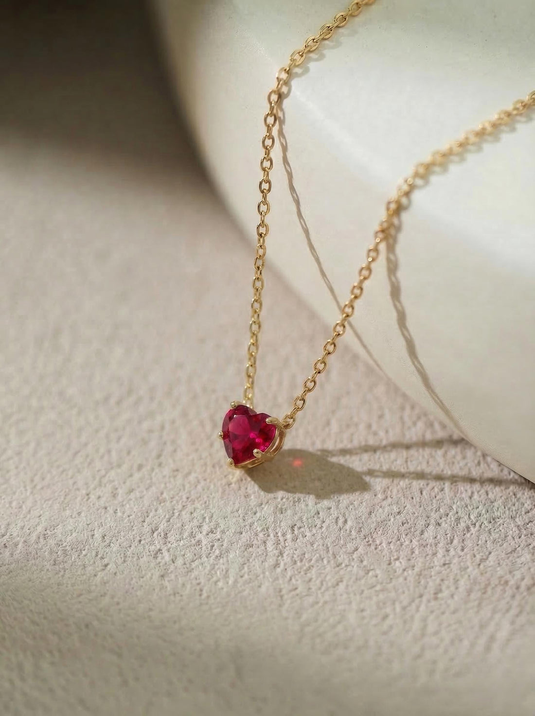 Dainty Gold Heart Garnet Necklace | Delicate Red Gemstone Pendant | January Birthstone Jewelry | Minimalist Love Gift for Her, Anniversary
