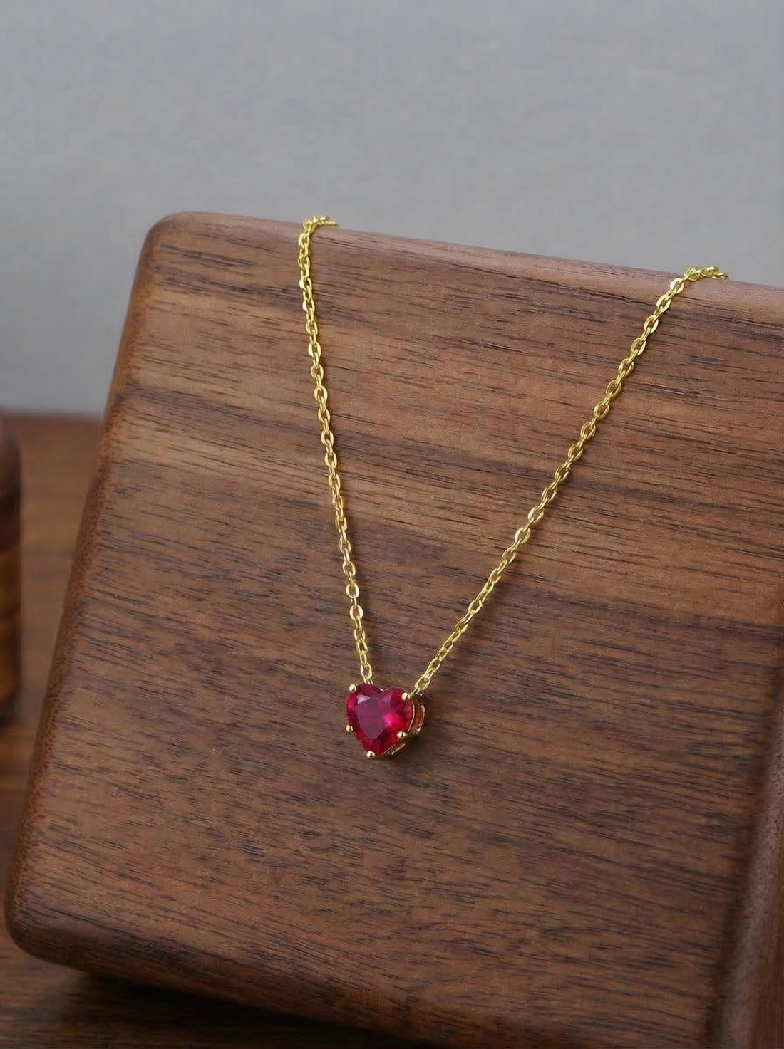 Dainty Gold Heart Garnet Necklace | Delicate Red Gemstone Pendant | January Birthstone Jewelry | Minimalist Love Gift for Her, Anniversary