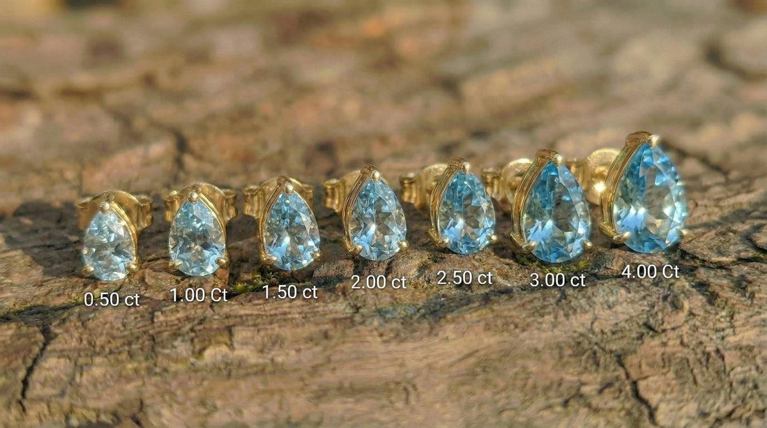 Dainty Pear Cut Aquamarine Stud Earrings in Gold | Teardrop Blue Gemstone Birthstone Jewelry | March Birthstone Gift for Her | Minimalist Ev
