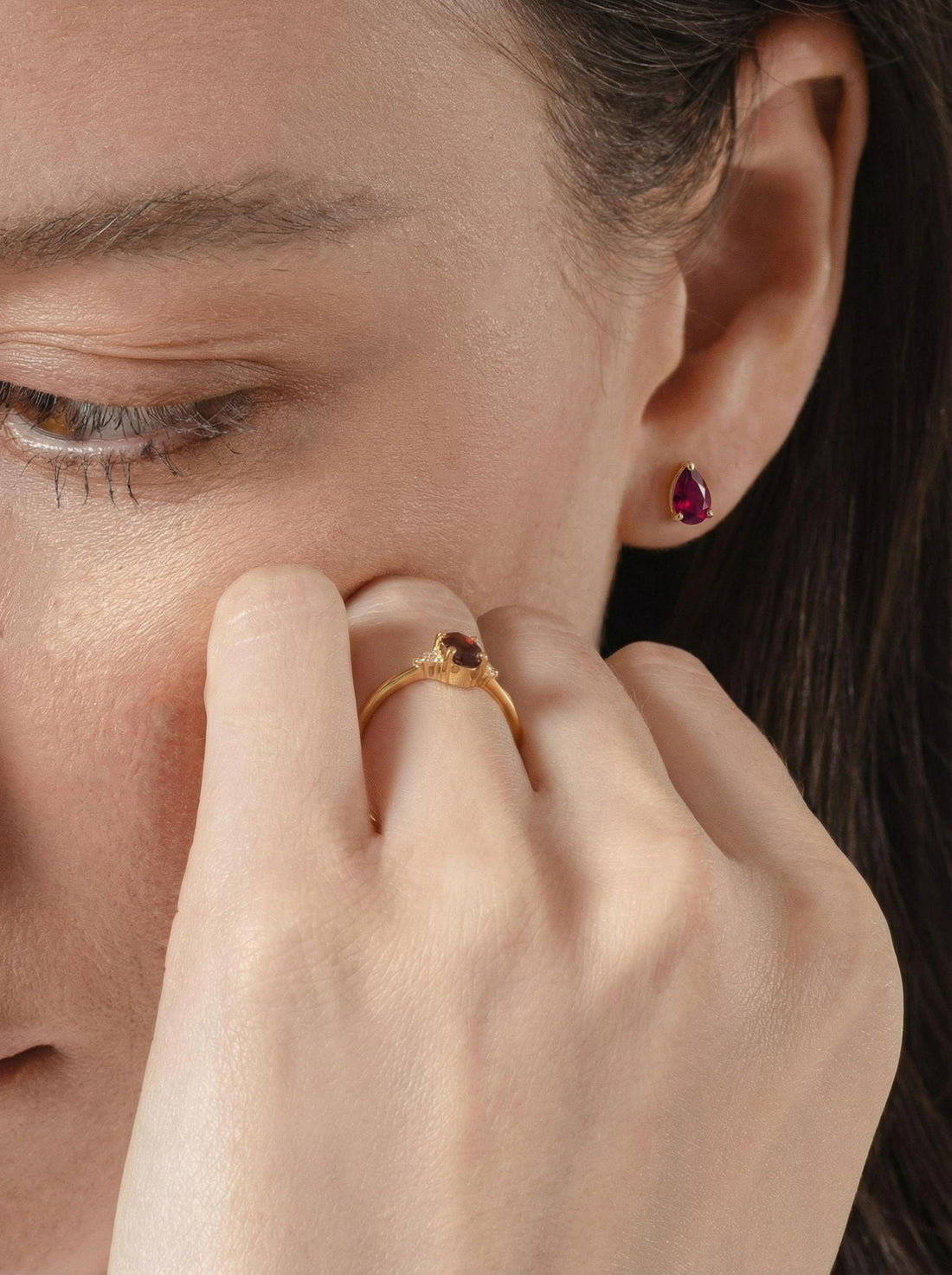 Stunning Teardrop Ruby Stud Earrings in Gold - Pear Cut Ruby Gemstone Earring - July Birthstone Fine Jewelry Gift for Her, Various S