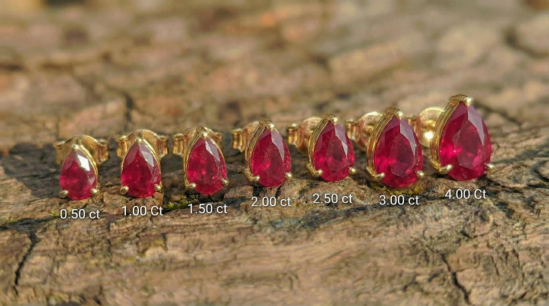 Stunning Teardrop Ruby Stud Earrings in Gold - Pear Cut Ruby Gemstone Earring - July Birthstone Fine Jewelry Gift for Her, Various S